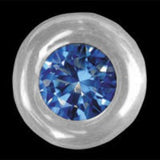 white gold round with sapphire