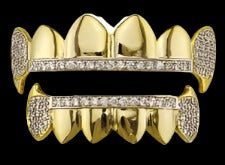 Grillz half teeth vampire fang with cubic zirconias