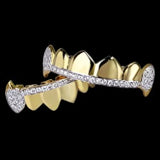 Grillz half teeth vampire fang with cubic zirconias